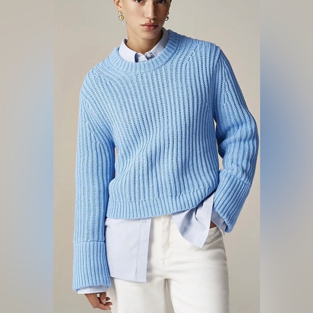 J. Crew Pastel Blue Ribbed Crewneck Sweater